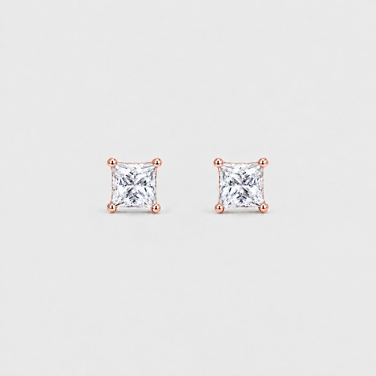 3 Ct. Lab Grown Diamond Princess Cut Stud Earrings (VS-EF)