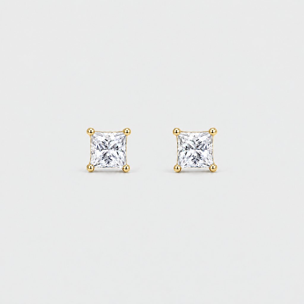 3 Ct. Lab Grown Diamond Princess Cut Stud Earrings (VS-EF)