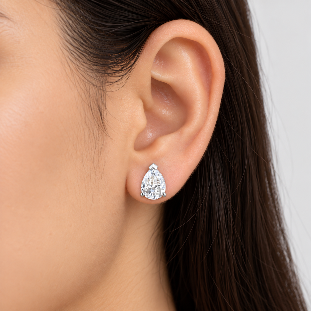 3 Ct. Lab Grown Diamond Pear Cut Stud Earrings (VS-EF)