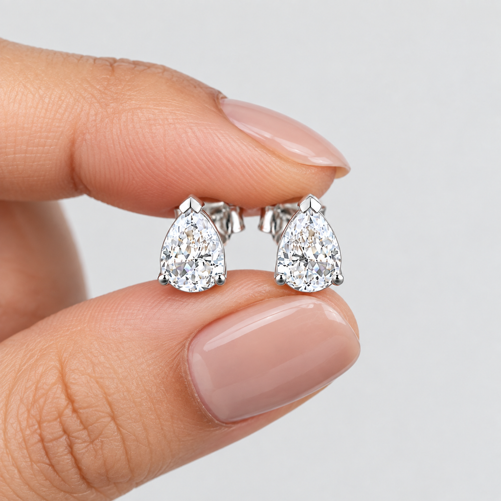 3 Ct. Lab Grown Diamond Pear Cut Stud Earrings (VS-EF)