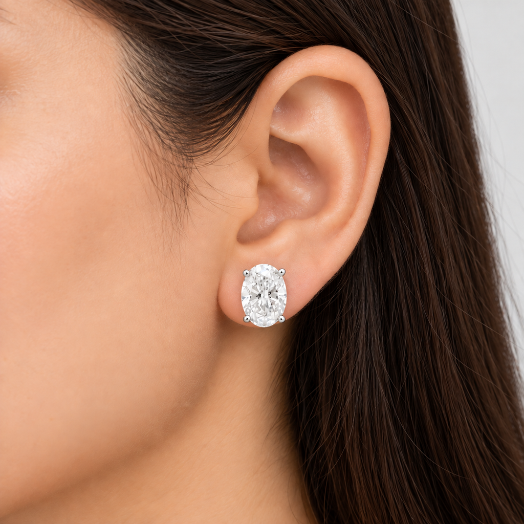 5 Ct. Lab Grown Diamond Oval Cut Stud Earrings (VS-EF)