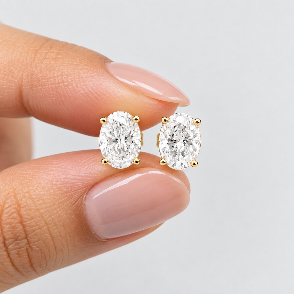 5 Ct. Lab Grown Diamond Oval Cut Stud Earrings (VS-EF)