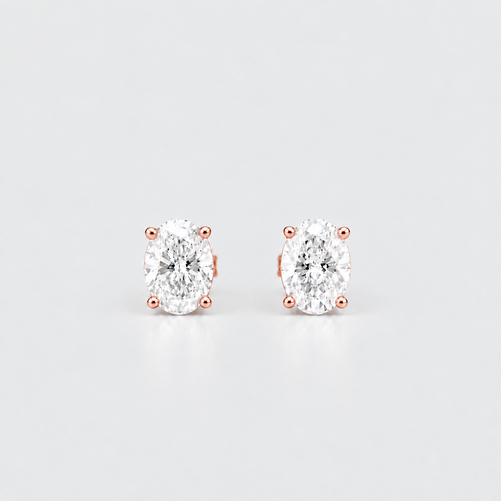 5 Ct. Lab Grown Diamond Oval Cut Stud Earrings (VS-EF)