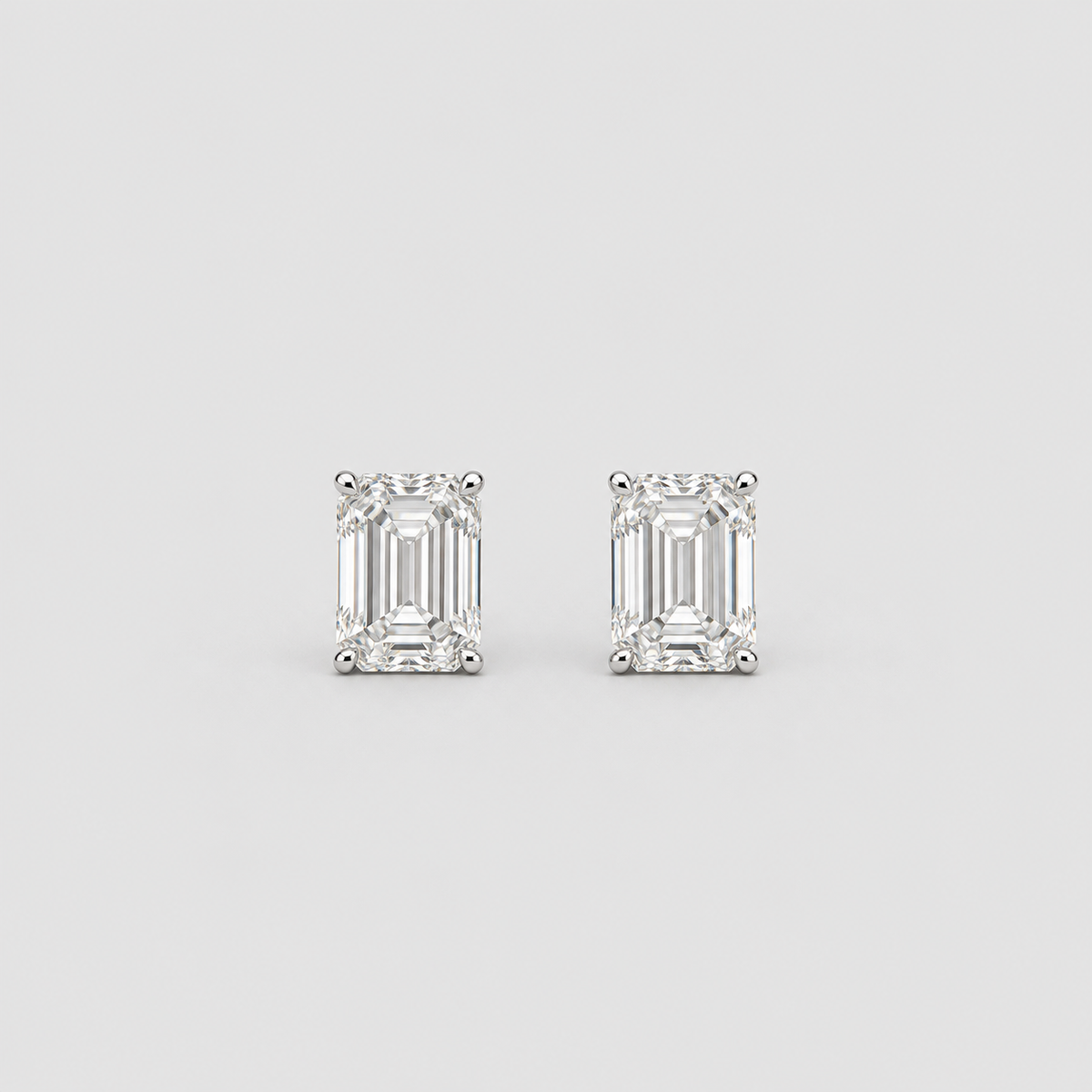 4 Ct. Lab Grown Diamond Emerald Cut Stud Earrings (VS-EF)