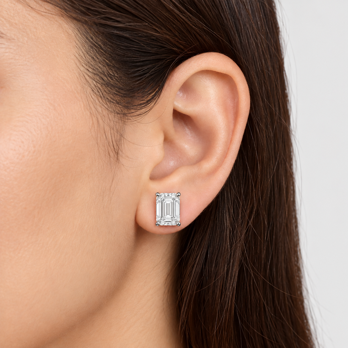 4 Ct. Lab Grown Diamond Emerald Cut Stud Earrings (VS-EF)