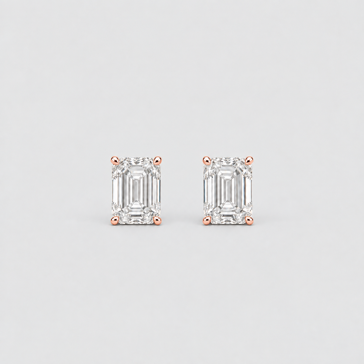4 Ct. Lab Grown Diamond Emerald Cut Stud Earrings (VS-EF)