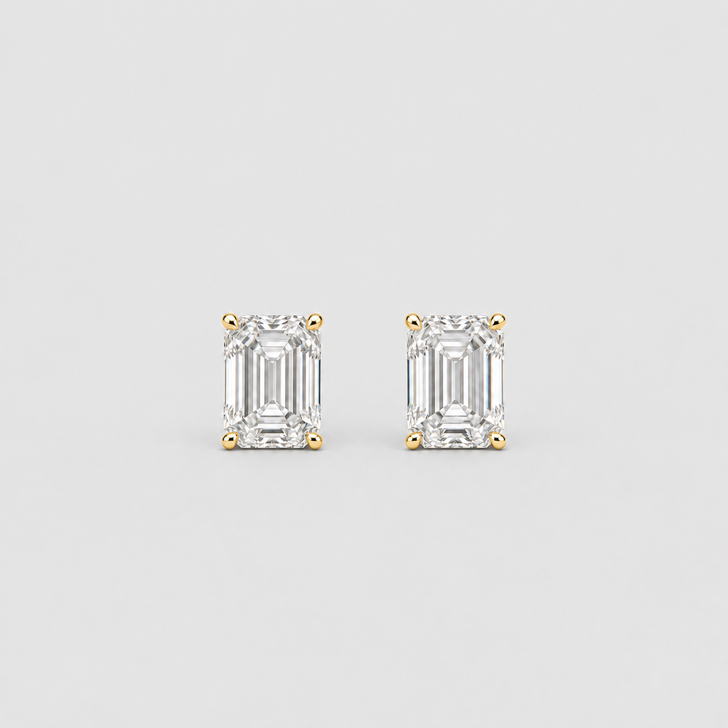 4 Ct. Lab Grown Diamond Emerald Cut Stud Earrings (VS-EF)