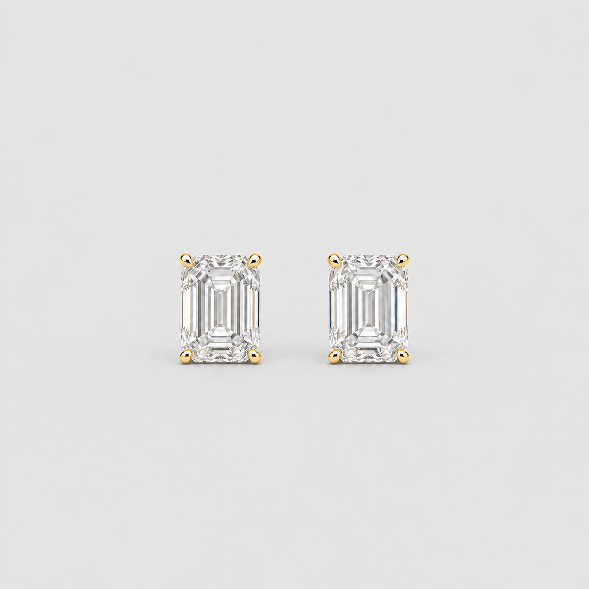4 Ct. Lab Grown Diamond Emerald Cut Stud Earrings (VS-EF)