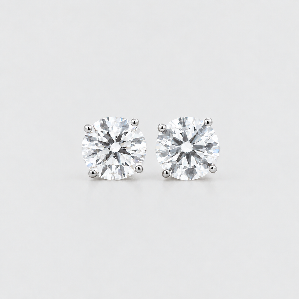 3 Ct. Round Cut Lab Grown Diamond Stud Earrings (VS-EF)