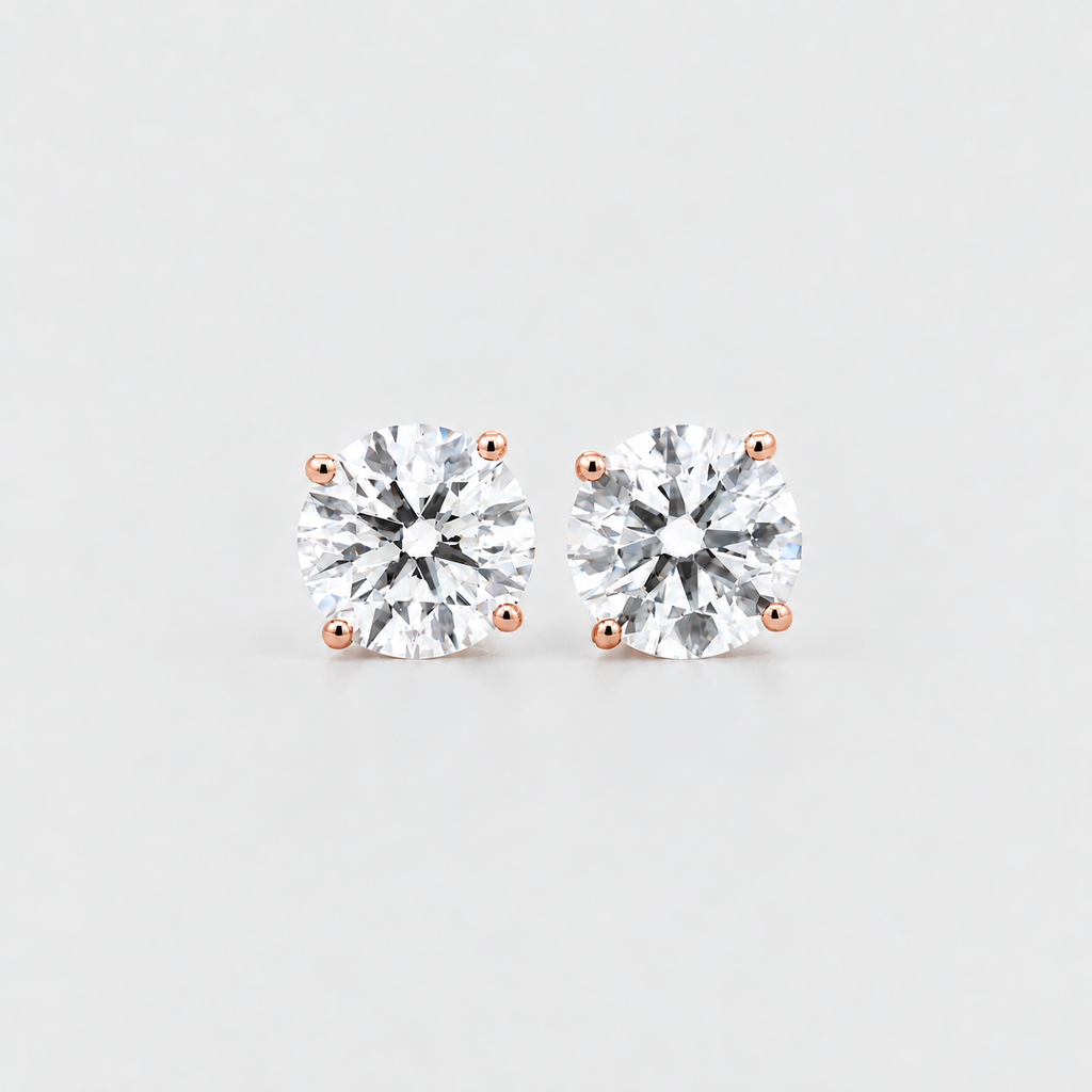 3 Ct. Round Cut Lab Grown Diamond Stud Earrings (VS-EF)