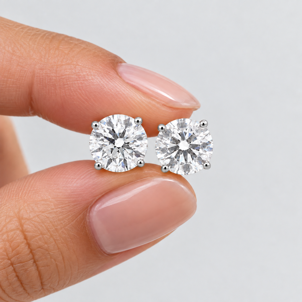 3 Ct. Round Cut Lab Grown Diamond Stud Earrings (VS-EF)