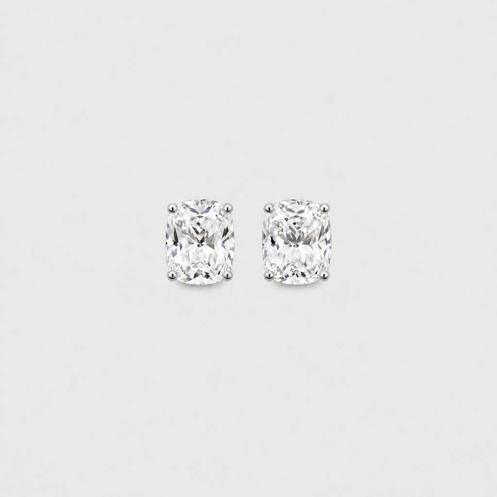 4 Ct. Lab Grown Diamond Cushion Cut Stud Earrings (VS-EF)