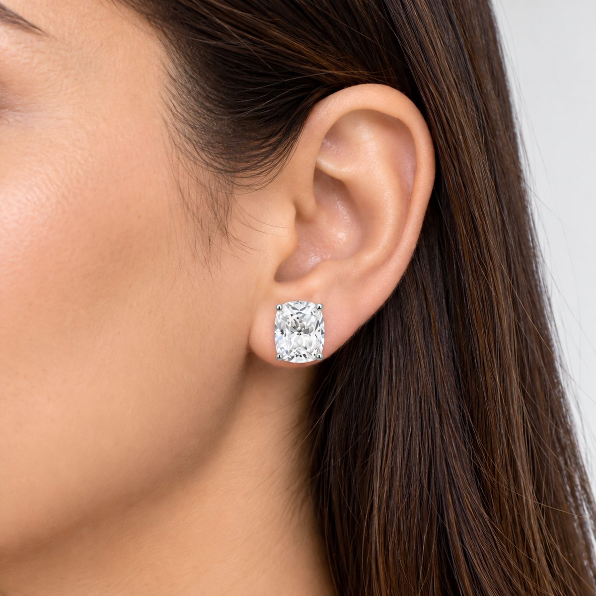 4 Ct. Lab Grown Diamond Cushion Cut Stud Earrings (VS-EF)