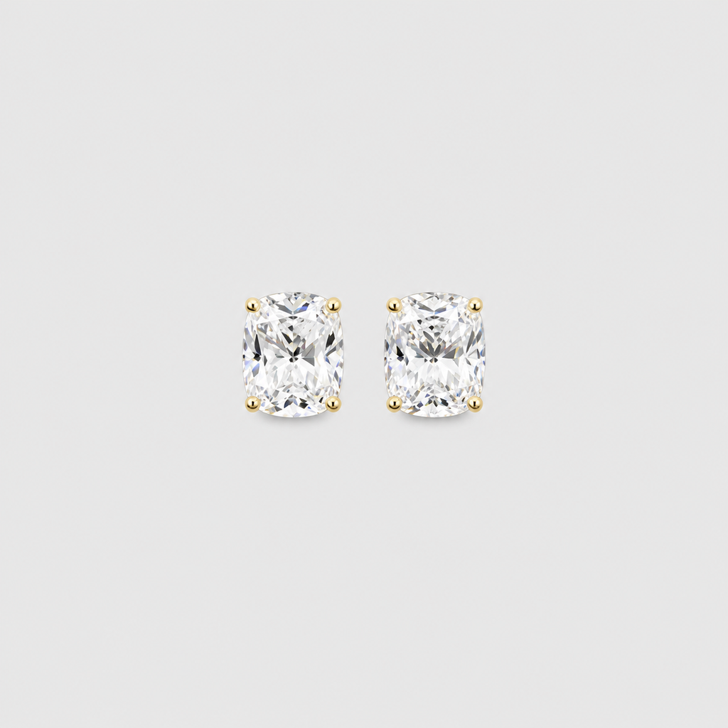 4 Ct. Lab Grown Diamond Cushion Cut Stud Earrings (VS-EF)