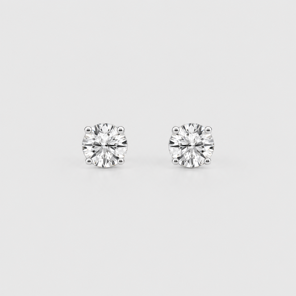 1 Ct. Lab Grown Diamond Round Cut Stud Earrings (EF/VVS-VS)