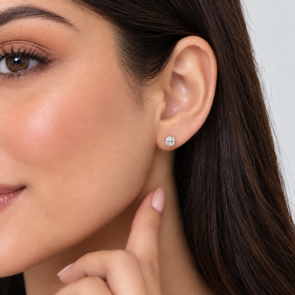 1 Ct. Lab Grown Diamond Round Cut Stud Earrings (EF/VVS-VS)