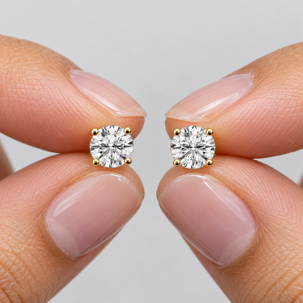 1 Ct. Lab Grown Diamond Round Cut Stud Earrings (EF/VVS-VS)
