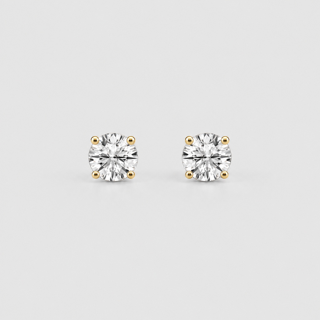 1 Ct. Lab Grown Diamond Round Cut Stud Earrings (EF/VVS-VS)