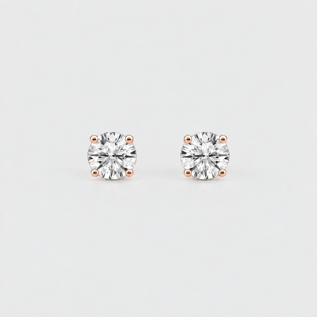 1 Ct. Lab Grown Diamond Round Cut Stud Earrings (EF/VVS-VS)