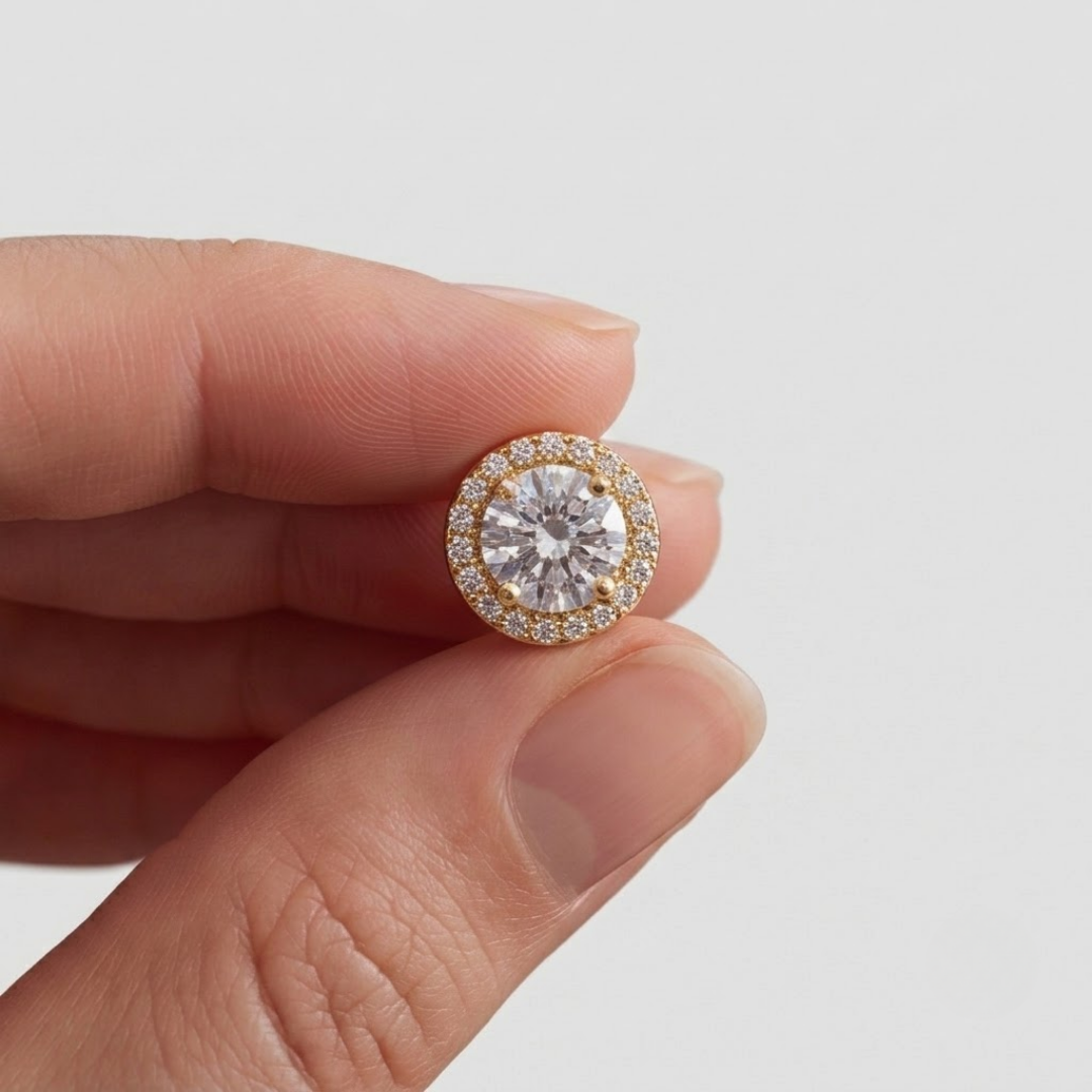 1.40 Ct. Lab-Grown Diamond Halo Studs Round-Cut (VS-EF)