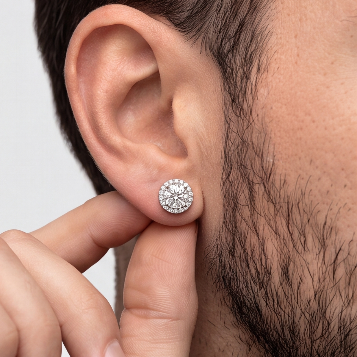 1.40 Ct. Lab-Grown Diamond Halo Studs Round-Cut (VS-EF)
