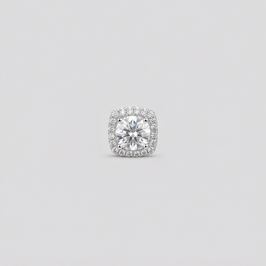 1.40 Ct. Lab-Grown Diamond Men's Cushion-Cut Halo Studs (VS-EF)