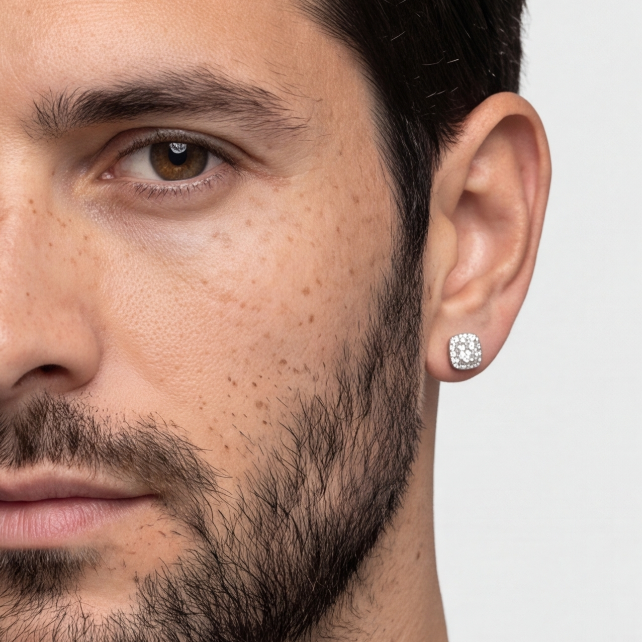 1.40 Ct. Lab-Grown Diamond Men's Cushion-Cut Halo Studs (VS-EF)