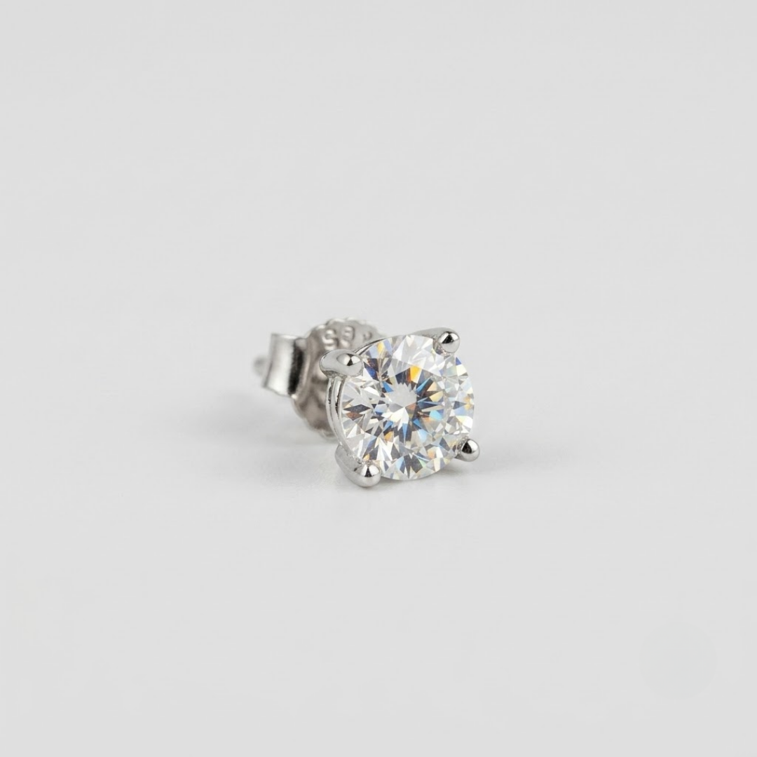 1 Ct. Lab Grown Daimond Round Cut Solitaire Studs (VS-EF)