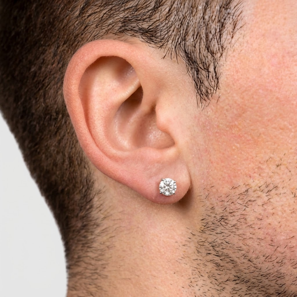 1 Ct. Lab Grown Daimond Round Cut Solitaire Studs (VS-EF)