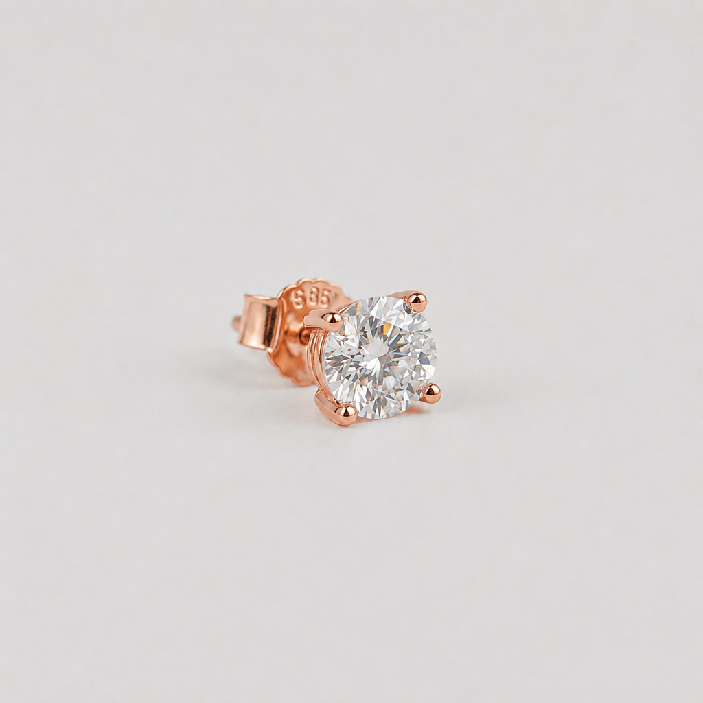 1 Ct. Lab Grown Daimond Round Cut Solitaire Studs (VS-EF)