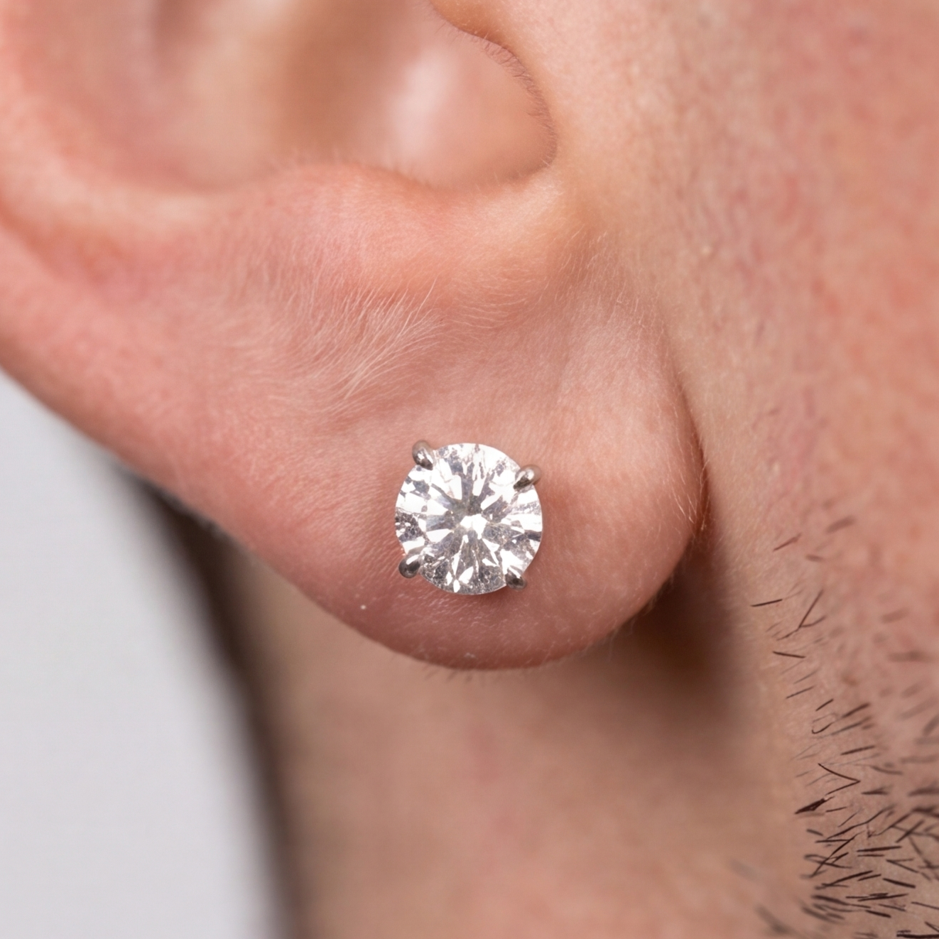 1 Ct. Lab Grown Daimond Round Cut Solitaire Studs (VS-EF)