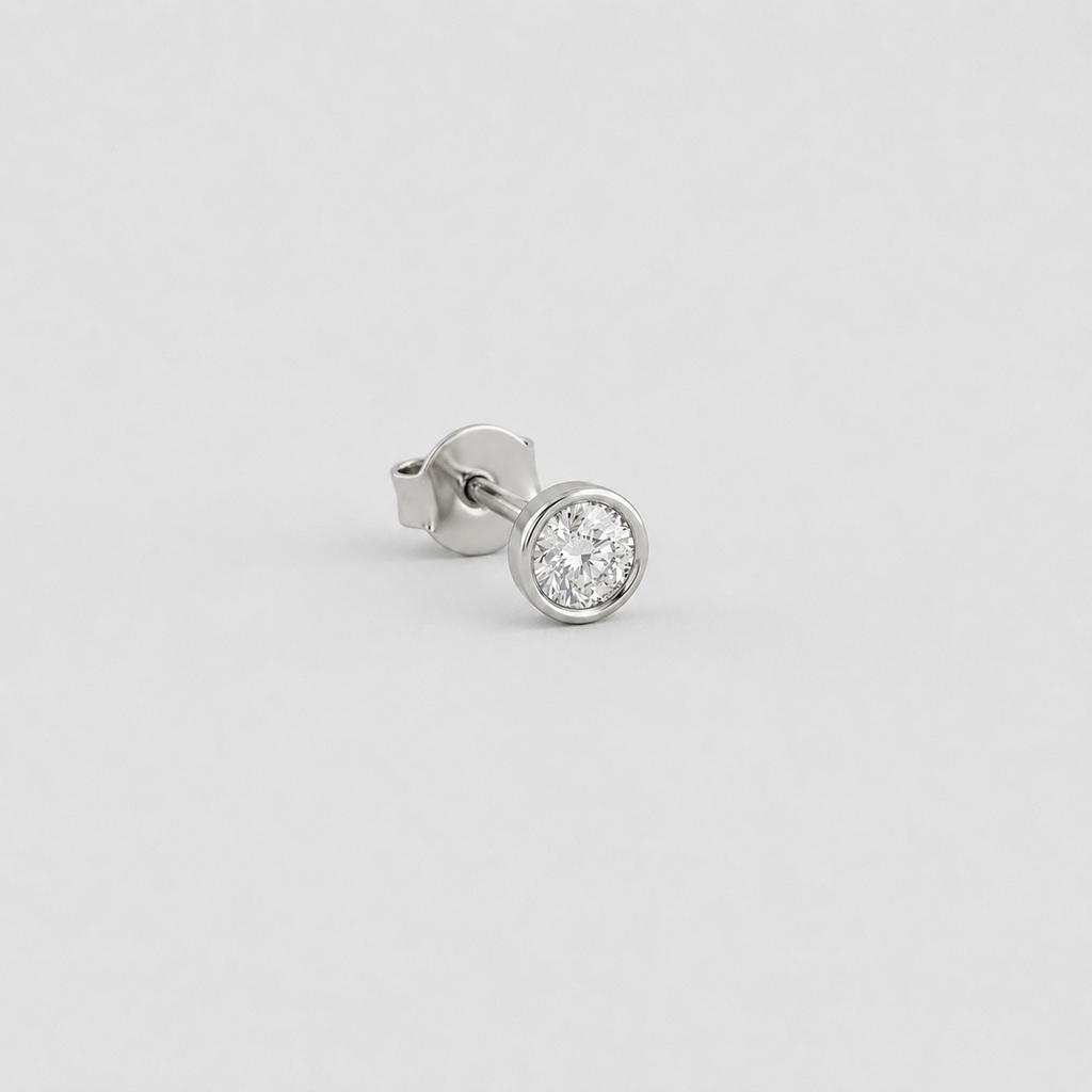 Lab Grown Diamond Round Bezel Setting Solitaire Studs 0.60 Ct. (VS-EF)