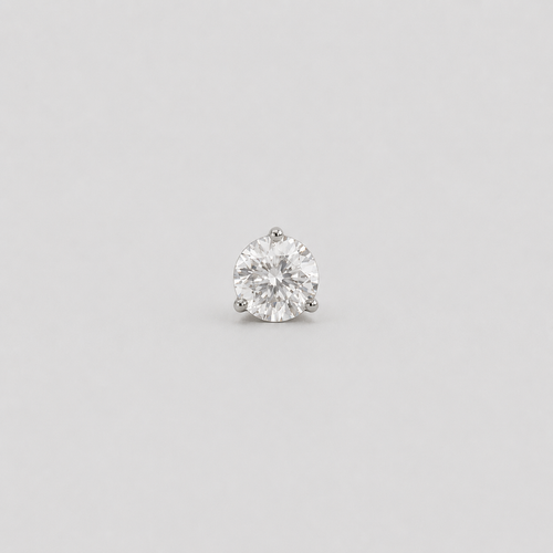 A single round brilliant-cut diamond solitaire stud in a four-prong setting, shown on a neutral light gray background.