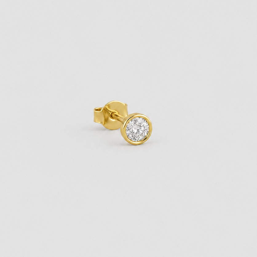 Lab Grown Diamond Round Bezel Setting Solitaire Studs 0.60 Ct. (VS-EF)