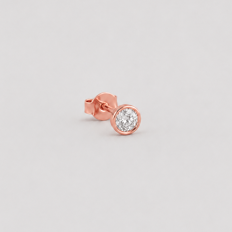 Lab Grown Diamond Round Bezel Setting Solitaire Studs 0.60 Ct. (VS-EF)
