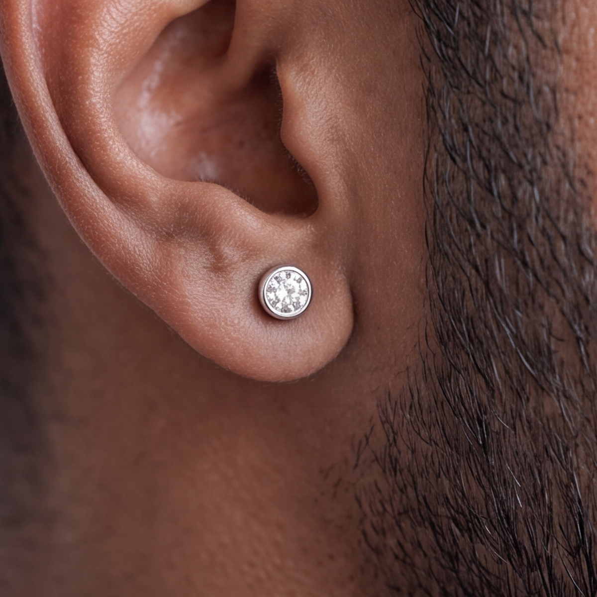 Lab Grown Diamond Round Bezel Setting Solitaire Studs 0.60 Ct. (VS-EF)