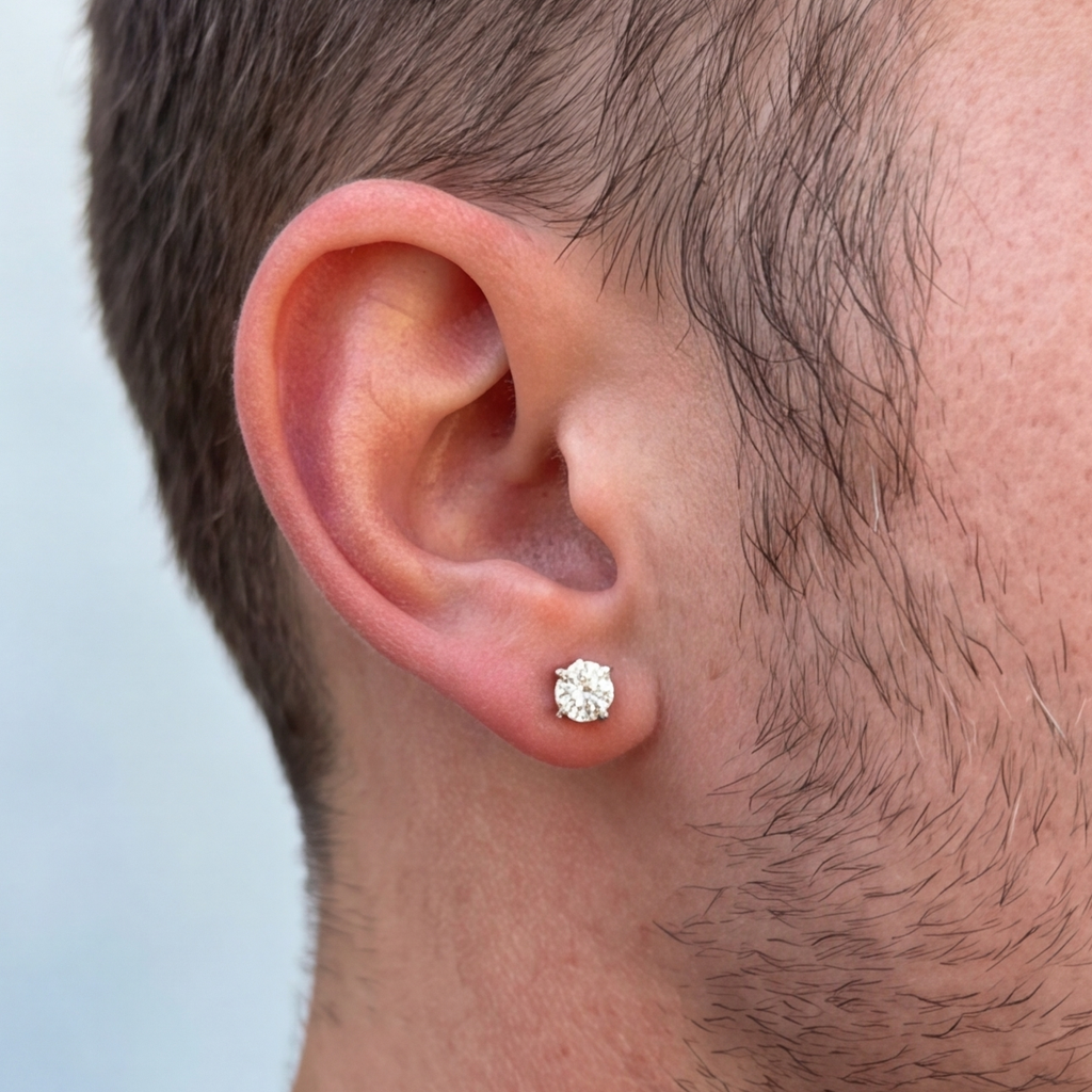 Lab Grown Diamond Round Solitaire Studs 0.75 Ct. (VS-EF)