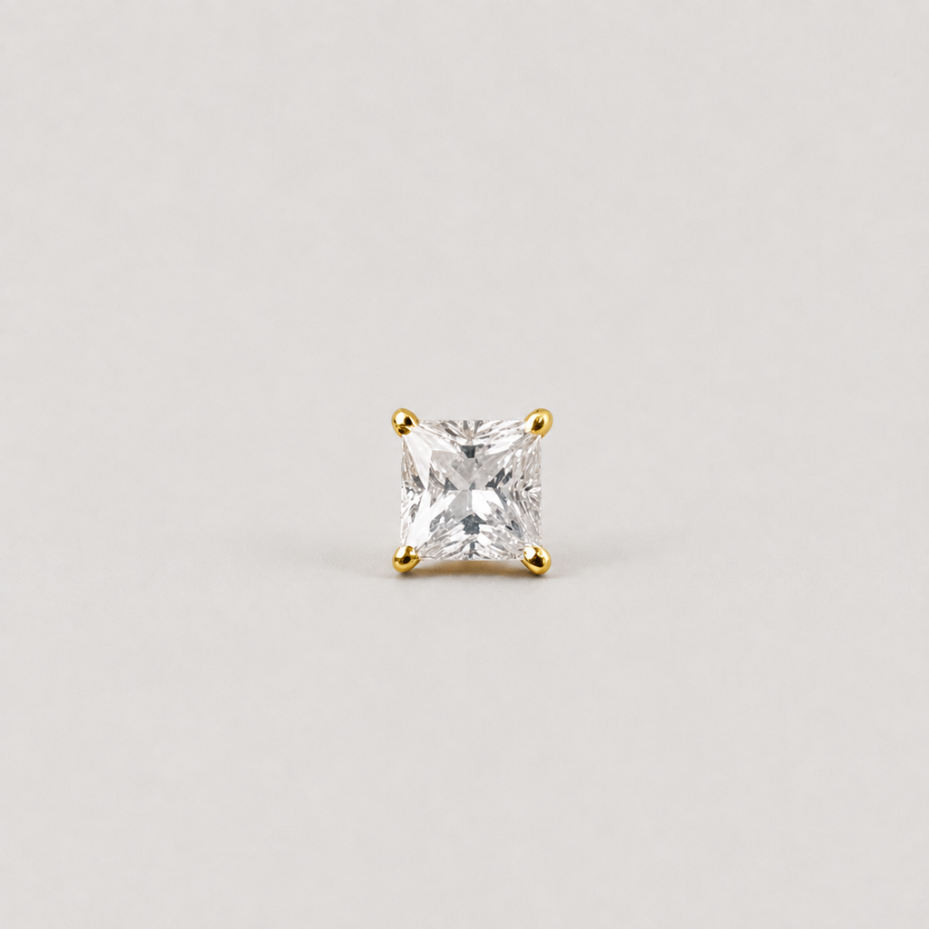 1 Ct. Lab Grown Diamond Princess Cut Solitaire Studs (VS-EF)
