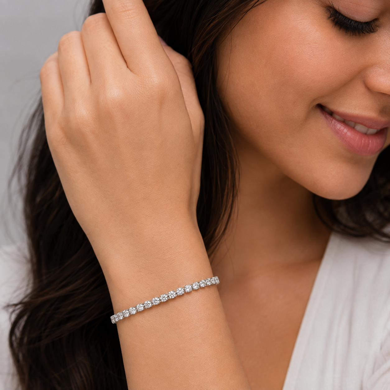 2 Ct. Lab Grown Diamond Tennis Bracelet Round Cut (EF-VS SI)