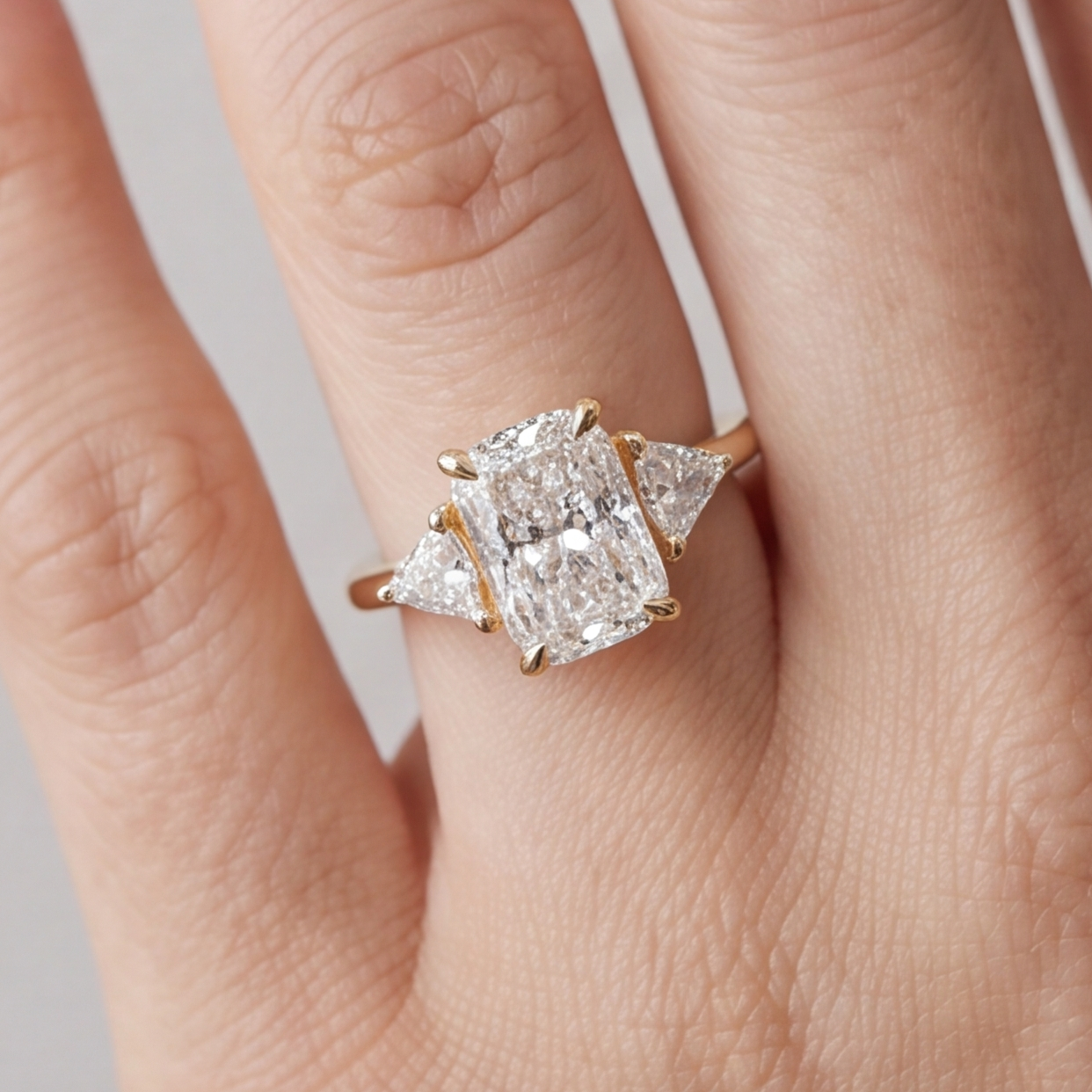 1.5 Ct. Lab-Grown Diamond Three Stone Ring Radiant Cut Ring (VS-EF)