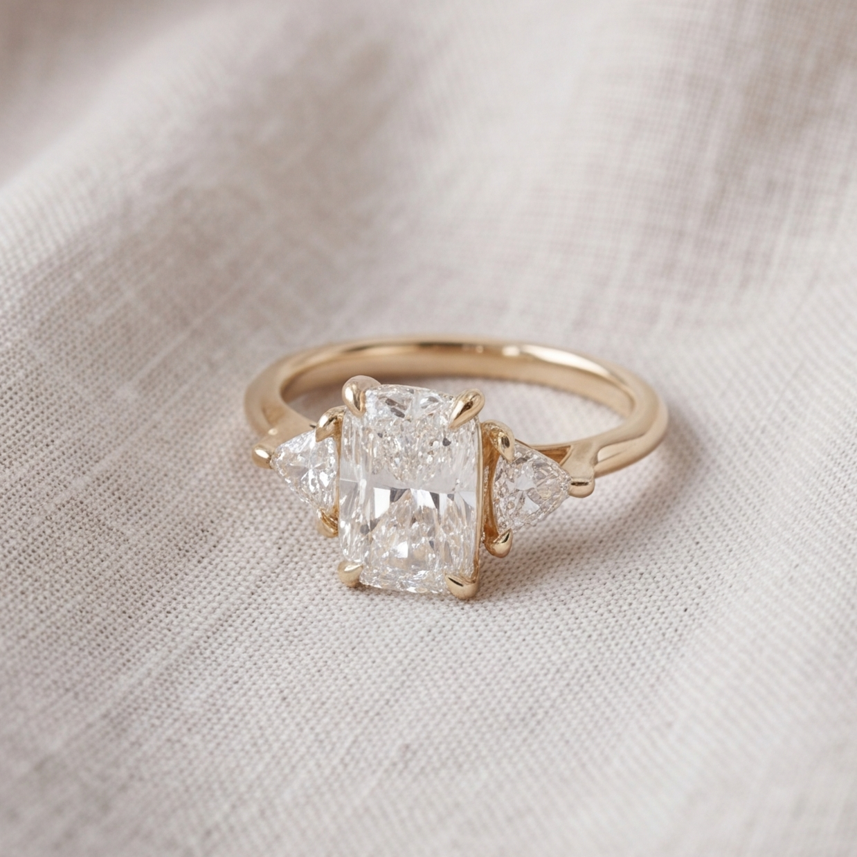 1.5 Ct. Lab-Grown Diamond Three Stone Ring Radiant Cut Ring (VS-EF)
