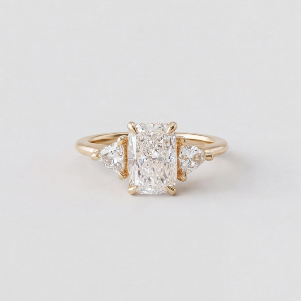 1.5 Ct. Lab-Grown Diamond Three Stone Ring Radiant Cut Ring (VS-EF)