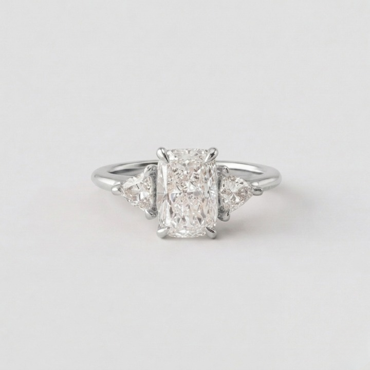 1.5 Ct. Lab-Grown Diamond Three Stone Ring Radiant Cut Ring (VS-EF)