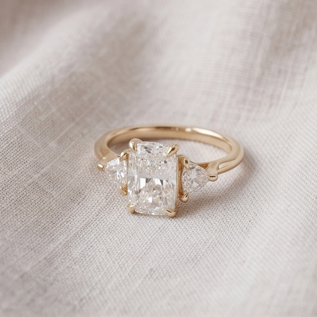 1.5 Ct. Lab-Grown Diamond Three Stone Ring Radiant Cut Ring (VS-EF)