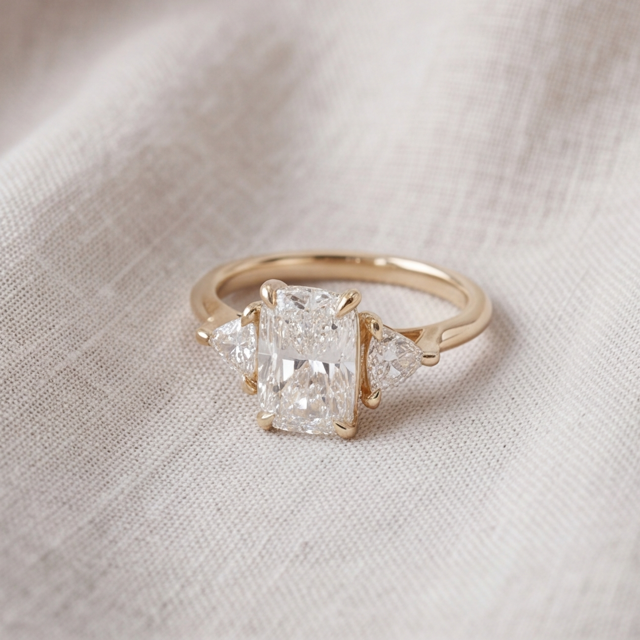 1.5 Ct. Lab-Grown Diamond Three Stone Ring Radiant Cut Ring (VS-EF)