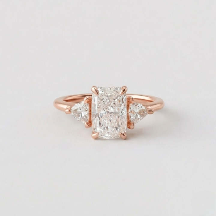 1.5 Ct. Lab-Grown Diamond Three Stone Ring Radiant Cut Ring (VS-EF)