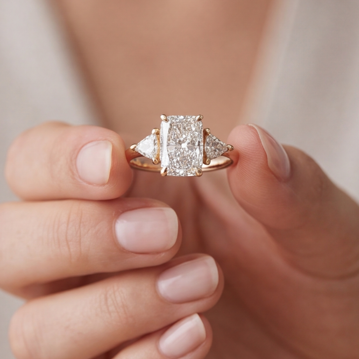 1.5 Ct. Lab-Grown Diamond Three Stone Ring Radiant Cut Ring (VS-EF)