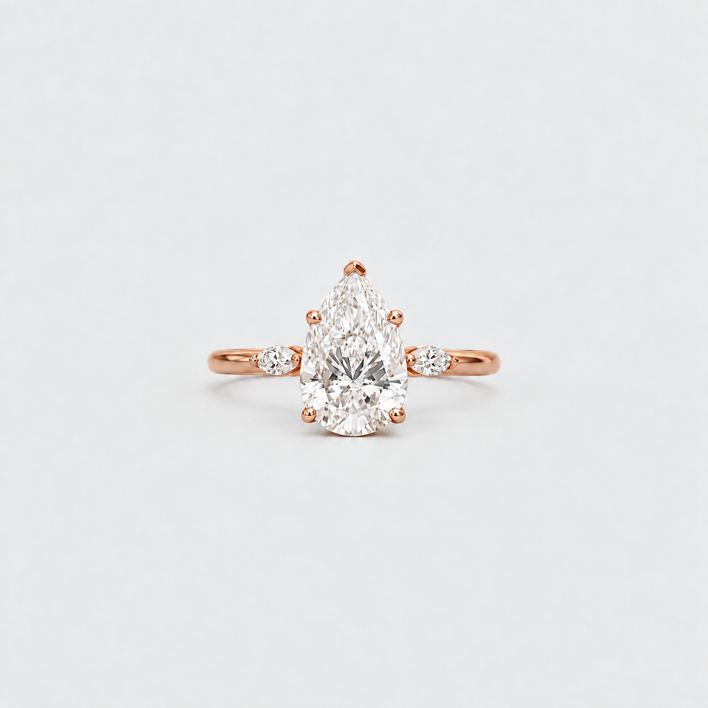 3.10 Ct. Lab Grown Diamond Pear & Marquise Three Stone Ring (VS-EF)