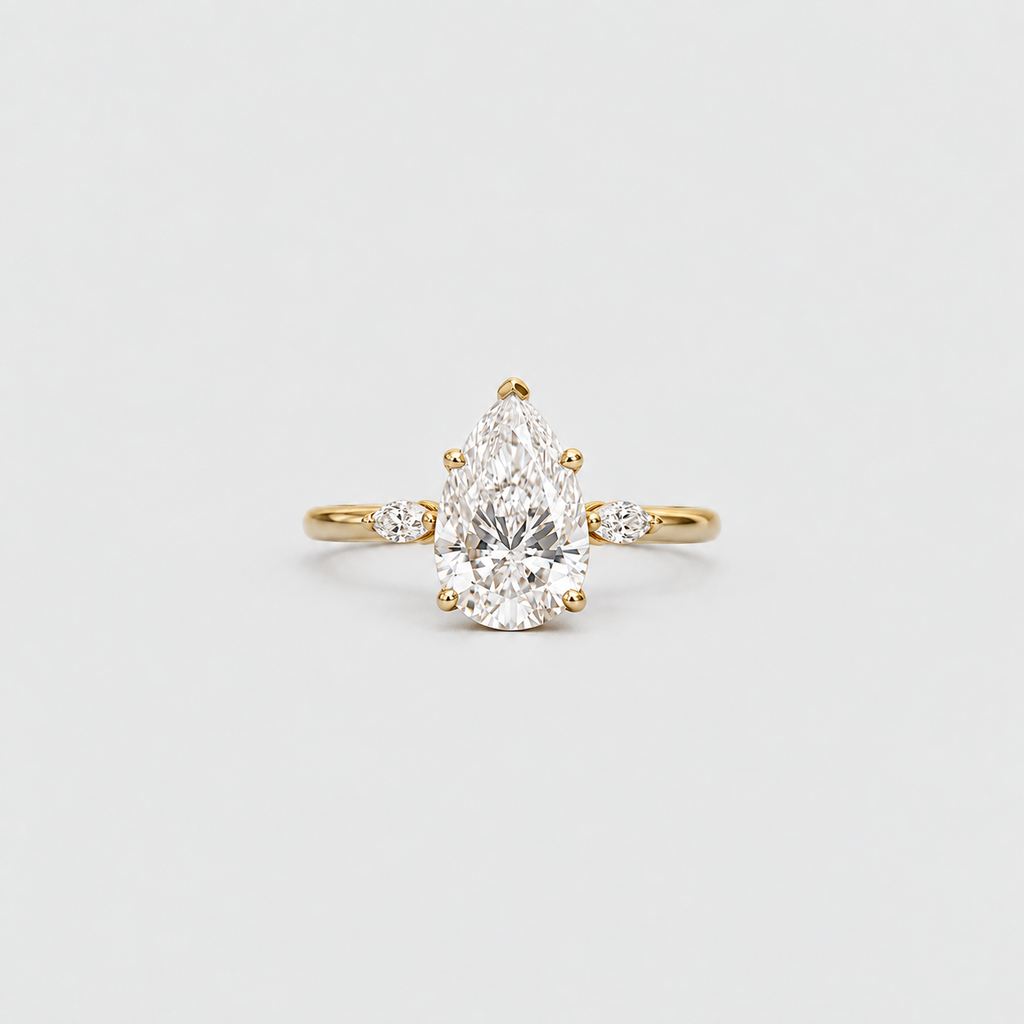 3.10 Ct. Lab Grown Diamond Pear & Marquise Three Stone Ring (VS-EF)