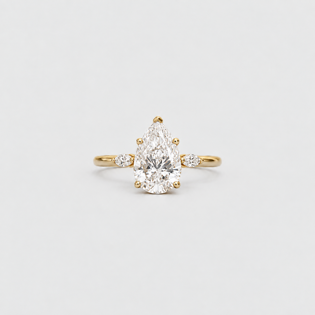 3.10 Ct. Lab Grown Diamond Pear & Marquise Three Stone Ring (VS-EF)